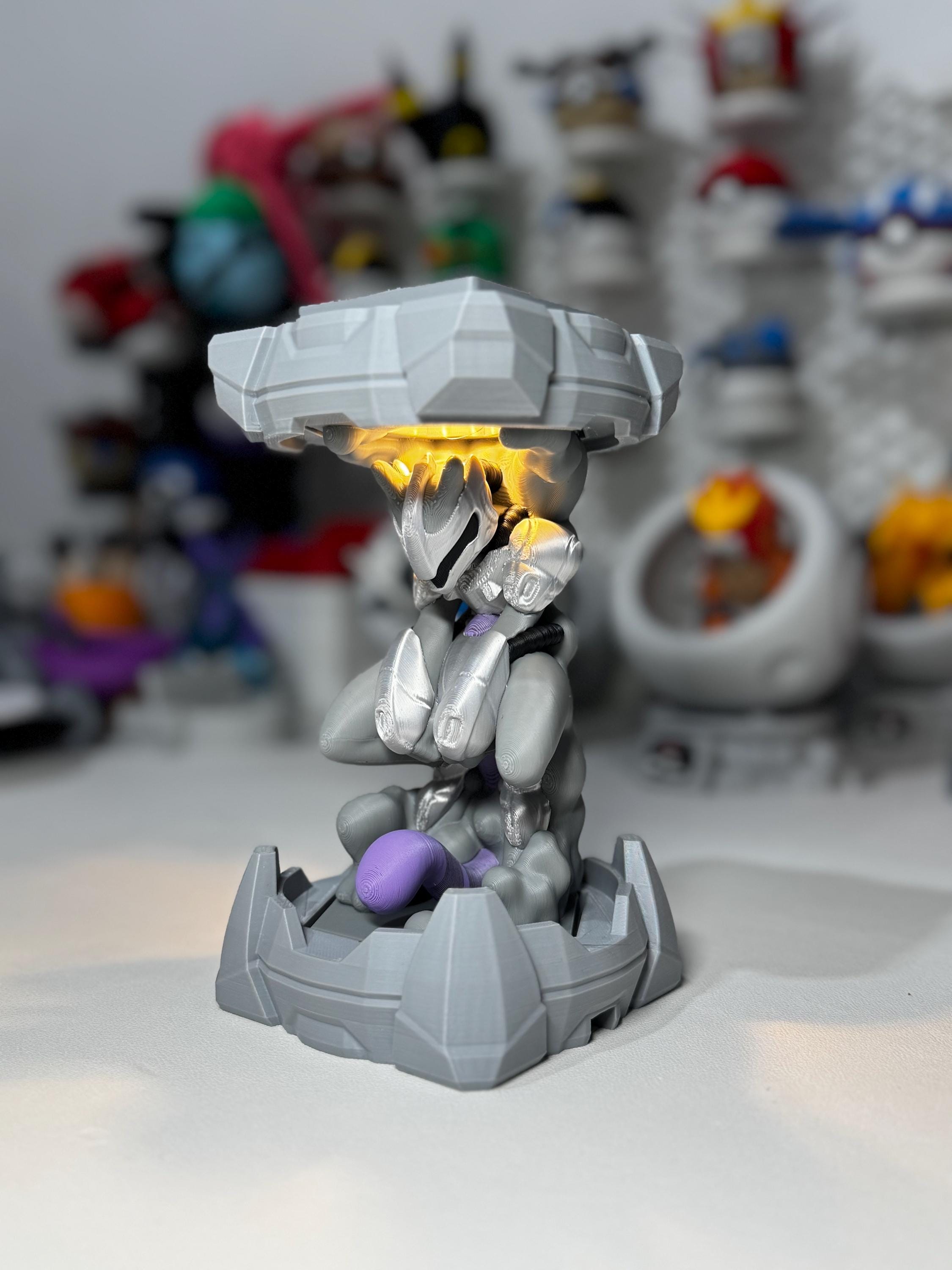 Armored Mewtwo clone with LED lights and optional card psa holder